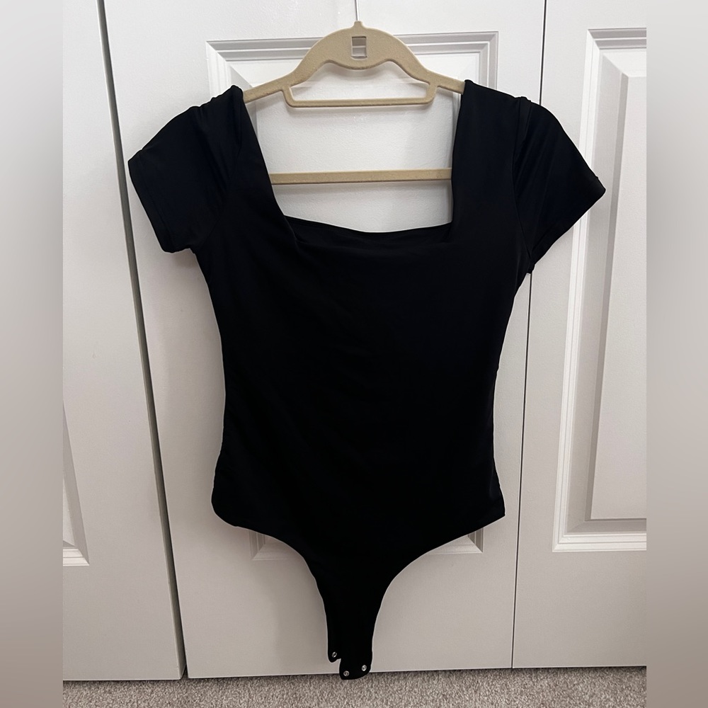 Square Neck Short Sleeve Bramisuit | Klassy Network Bodysuit